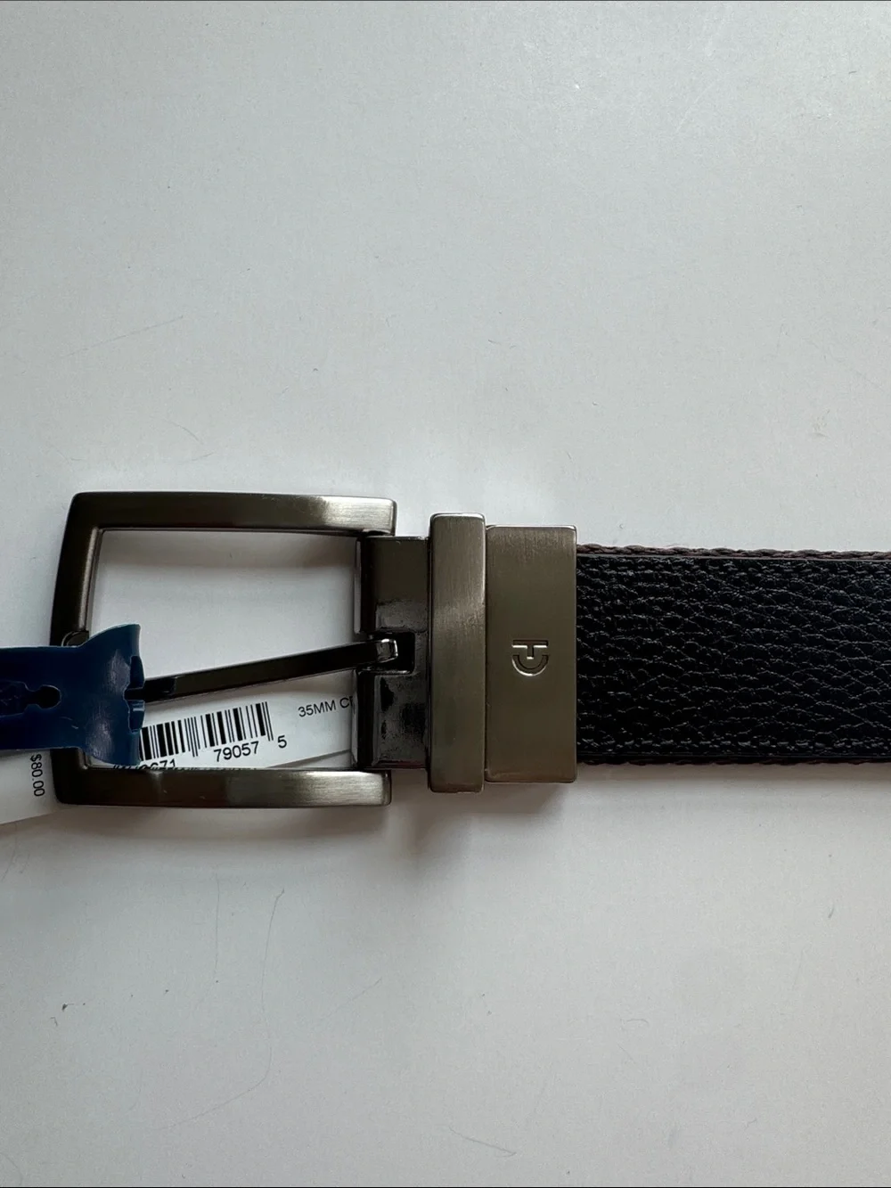 Cole Haan Black and Brown Leather Reversible Belt with Polished Buckle